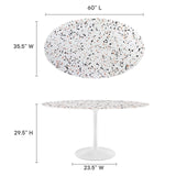 Modway Furniture Lippa 60" Oval Terrazzo Dining Table White White EEI-5734-WHI-WHI