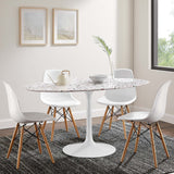 Modway Furniture Lippa 60" Oval Terrazzo Dining Table White White EEI-5734-WHI-WHI