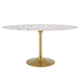 Modway Furniture Lippa 60" Oval Terrazzo Dining Table Gold White EEI-5736-GLD-WHI