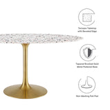 Modway Furniture Lippa 60" Oval Terrazzo Dining Table Gold White EEI-5736-GLD-WHI