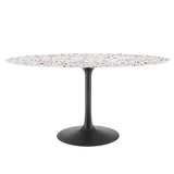 Modway Furniture Lippa 60" Oval Terrazzo Dining Table Black White EEI-5737-BLK-WHI