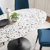 Modway Furniture Lippa 60" Oval Terrazzo Dining Table Black White EEI-5737-BLK-WHI