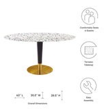 Modway Furniture Zinque 60" Oval Terrazzo Dining Table XRXT Gold White EEI-5738-GLD-WHI
