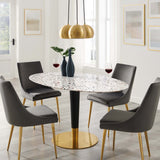 Modway Furniture Zinque 60" Oval Terrazzo Dining Table XRXT Gold White EEI-5738-GLD-WHI