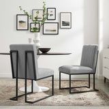 Indulge Channel Tufted Fabric Dining Chairs - Set of 2 Light Gray EEI-5740-LGR