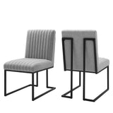 Indulge Channel Tufted Fabric Dining Chairs - Set of 2 Light Gray EEI-5740-LGR