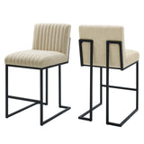 Indulge Channel Tufted Fabric Counter Stools - Set of 2