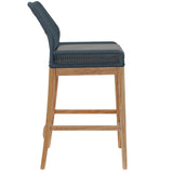 Modway Furniture Wellspring Outdoor Patio Outdoor Patio Teak Wood Bar Stool 0423 Blue Graphite EEI-5746-BLU-GPH