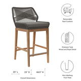 Modway Furniture Wellspring Outdoor Patio Outdoor Patio Teak Wood Bar Stool 0423 Gray Graphite EEI-5746-GRY-GPH