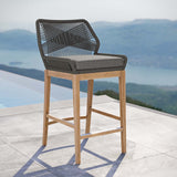 Modway Furniture Wellspring Outdoor Patio Outdoor Patio Teak Wood Bar Stool 0423 Gray Graphite EEI-5746-GRY-GPH