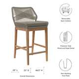 Modway Furniture Wellspring Outdoor Patio Outdoor Patio Teak Wood Bar Stool 0423 Light Gray Greige EEI-5746-LGR-GRG