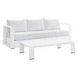 Tahoe Outdoor Patio Powder-Coated Aluminum 2-Piece Set White White EEI-5750-WHI-WHI