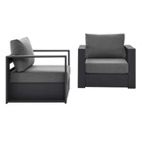 Tahoe Outdoor Patio Powder-Coated Aluminum 2-Piece Armchair Set Gray Charcoal EEI-5751-GRY-CHA