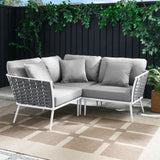 Stance Outdoor Patio Aluminum Small Sectional Sofa White Gray EEI-5752-WHI-GRY