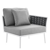 Stance Outdoor Patio Aluminum Small Sectional Sofa White Gray EEI-5752-WHI-GRY