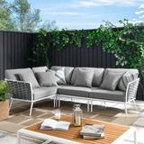 Stance Outdoor Patio Aluminum Large Sectional Sofa White Gray EEI-5753-WHI-GRY