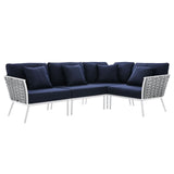 Stance Outdoor Patio Aluminum Large Sectional Sofa White Navy EEI-5753-WHI-NAV