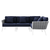 Stance Outdoor Patio Aluminum Large Sectional Sofa White Navy EEI-5753-WHI-NAV