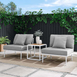 Stance 3 Piece Outdoor Patio Aluminum Set White Gray EEI-5754-WHI-GRY