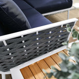 Stance 4 Piece Outdoor Patio Aluminum Sectional Sofa Set White Navy EEI-5755-WHI-NAV