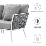 Stance 7 Piece Outdoor Patio Aluminum Sectional Sofa Set White Gray EEI-5756-WHI-GRY