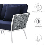 Stance 7 Piece Outdoor Patio Aluminum Sectional Sofa Set White Navy EEI-5756-WHI-NAV