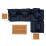 Stance 7 Piece Outdoor Patio Aluminum Sectional Sofa Set White Navy EEI-5756-WHI-NAV