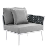 Stance 9 Piece Aluminum Outdoor Patio Aluminum Sectional Sofa Set White Gray EEI-5758-WHI-GRY