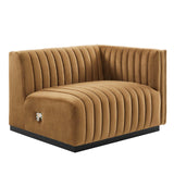 Modway Furniture Conjure Channel Tufted Performance Velvet Loveseat XRXT Black Cognac EEI-5764-BLK-COG
