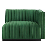 Modway Furniture Conjure Channel Tufted Performance Velvet Loveseat XRXT Black Emerald EEI-5764-BLK-EME