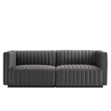 Modway Furniture Conjure Channel Tufted Performance Velvet Loveseat XRXT Black Gray EEI-5764-BLK-GRY