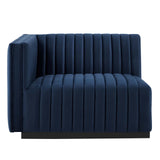 Modway Furniture Conjure Channel Tufted Performance Velvet Loveseat XRXT Black Midnight Blue EEI-5764-BLK-MID