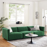 Modway Furniture Conjure Channel Tufted Performance Velvet Sofa XRXT Black Emerald EEI-5765-BLK-EME