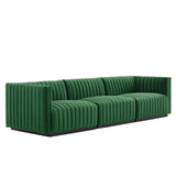 Modway Furniture Conjure Channel Tufted Performance Velvet Sofa XRXT Black Emerald EEI-5765-BLK-EME