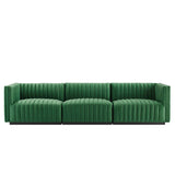 Modway Furniture Conjure Channel Tufted Performance Velvet Sofa XRXT Black Emerald EEI-5765-BLK-EME