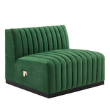 Modway Furniture Conjure Channel Tufted Performance Velvet Sofa XRXT Black Emerald EEI-5765-BLK-EME