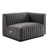 Modway Furniture Conjure Channel Tufted Performance Velvet Sofa XRXT Black Gray EEI-5765-BLK-GRY