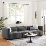 Modway Furniture Conjure Channel Tufted Performance Velvet Sofa XRXT Black Gray EEI-5765-BLK-GRY