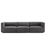 Modway Furniture Conjure Channel Tufted Performance Velvet Sofa XRXT Black Gray EEI-5765-BLK-GRY