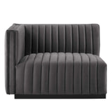 Modway Furniture Conjure Channel Tufted Performance Velvet Sofa XRXT Black Gray EEI-5765-BLK-GRY