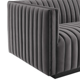 Modway Furniture Conjure Channel Tufted Performance Velvet Sofa XRXT Black Gray EEI-5765-BLK-GRY