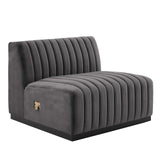 Modway Furniture Conjure Channel Tufted Performance Velvet Sofa XRXT Black Gray EEI-5765-BLK-GRY