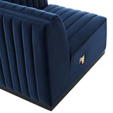 Modway Furniture Conjure Channel Tufted Performance Velvet Sofa XRXT Black Midnight Blue EEI-5765-BLK-MID