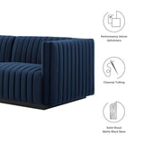 Modway Furniture Conjure Channel Tufted Performance Velvet Sofa XRXT Black Midnight Blue EEI-5765-BLK-MID