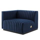 Modway Furniture Conjure Channel Tufted Performance Velvet Sofa XRXT Black Midnight Blue EEI-5765-BLK-MID