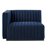 Modway Furniture Conjure Channel Tufted Performance Velvet Sofa XRXT Black Midnight Blue EEI-5765-BLK-MID