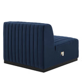 Modway Furniture Conjure Channel Tufted Performance Velvet Sofa XRXT Black Midnight Blue EEI-5765-BLK-MID