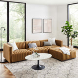 Modway Furniture Conjure Channel Tufted Performance Velvet 4-Piece Sectional XRXT Black Cognac EEI-5766-BLK-COG