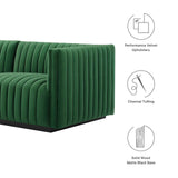 Modway Furniture Conjure Channel Tufted Performance Velvet 4-Piece Sectional XRXT Black Emerald EEI-5766-BLK-EME