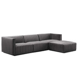 Modway Furniture Conjure Channel Tufted Performance Velvet 4-Piece Sectional XRXT Black Gray EEI-5766-BLK-GRY